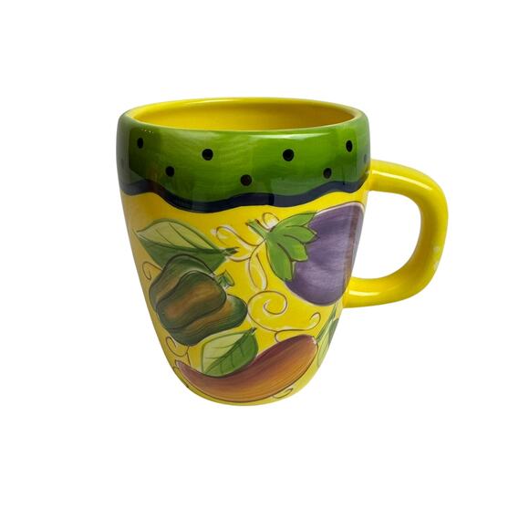 Lot of 3 Laurie GATES WARE Coffee Mugs Cups Leaves Fruit & Vegetables Set - Picture 7 of 9